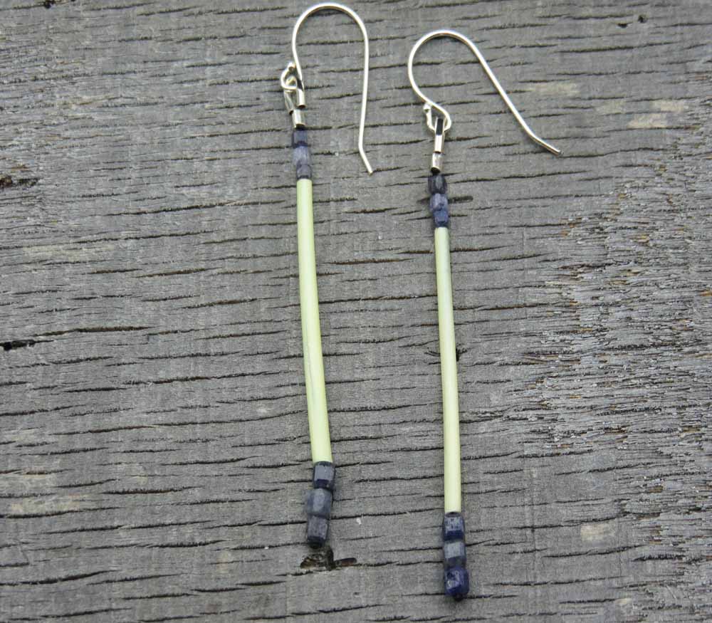 Sapphire and Porcupine Quill Earrings